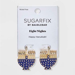 NWT SUGARFIX by BaubleBar Hanukkah Eight Nights Earrings Menorah Holiday Crsytal